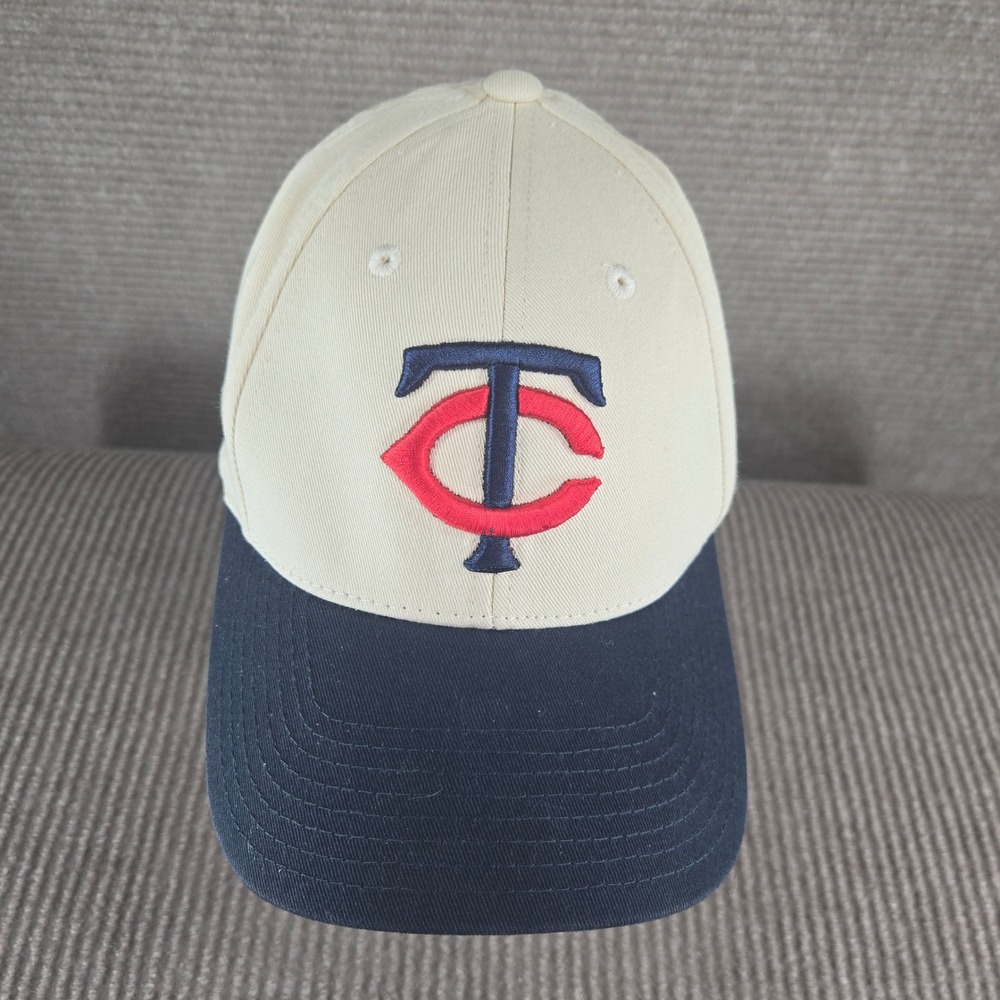 American Needle Mens OSFM Cream Navy Minnesota Twins Cooperstown Baseball Hat